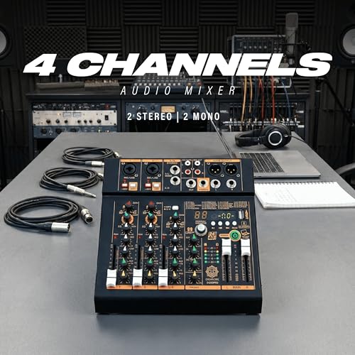 Image of DIGIMORE Professional Audio Mixer with 99 DSP Effects| 2 Mono and 2 Stereo Channel| USB /PC Recording| Bluetooth Connectivity v5.3| Ideal for Live Streaming, Podcasting, Karaoke & Home Studio(D-250PRO)