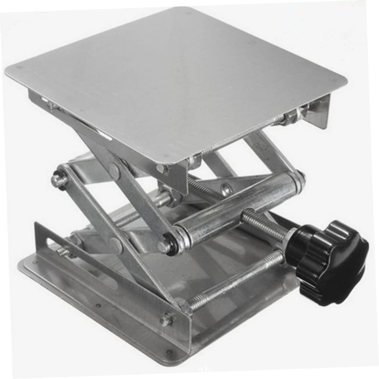OUNONA Stainless Steel Lift Stand 100x100mm Mini Scissor Lifting Platform for Laboratory Use Precision Repair Jack Table Adjustable Height