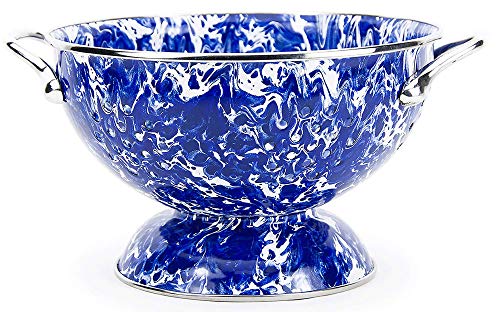Golden Rabbit Enamelware - Cobalt Swirl Pattern - 3qt Colander