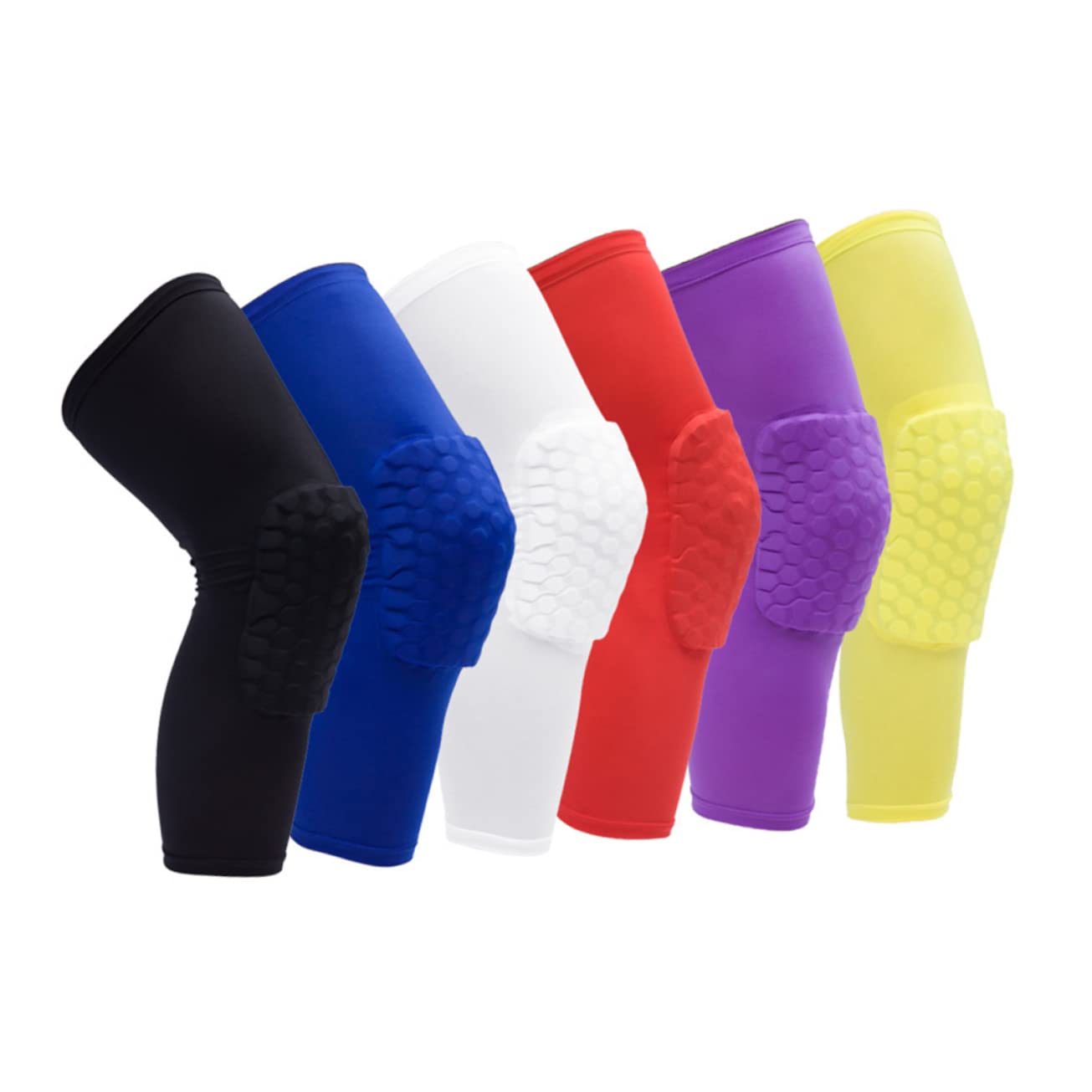 BRIGHTFUFU Protective Basketball Knee Pads Support Brace Breathable Leg Sleeve for Football and Running Honeycomb Padding Comfortable Fit Size s