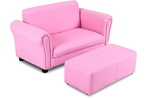 Costzon Kids Couch with Footstool (Pink) - Perfect for Girls' Rooms
