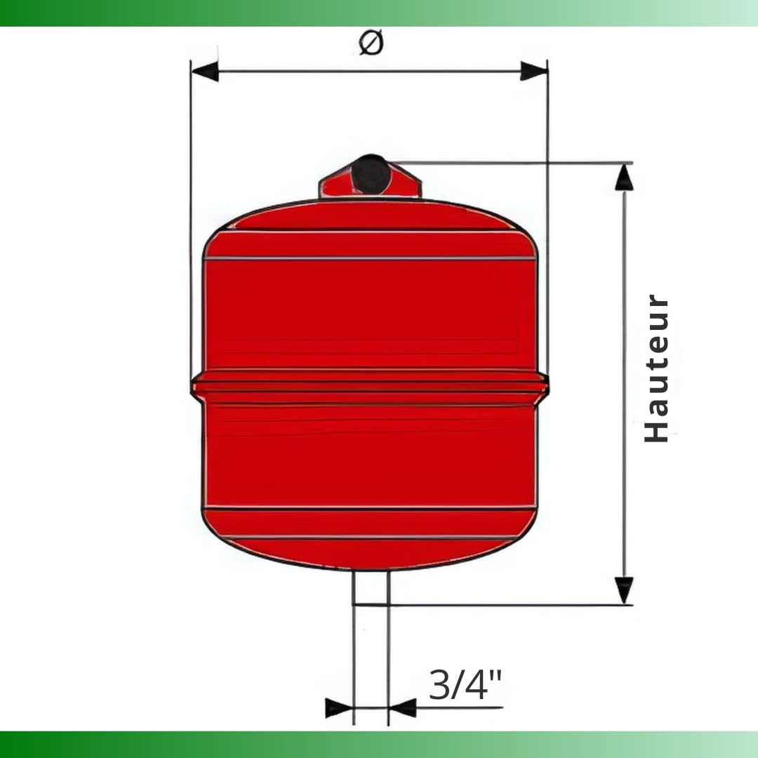 Vase d'expansion à membrane 18 litres – MB18 Gitral – tarage 1,5 bar – accessoire chauffage pour circuits fermés, absorption de dilatation thermique, installation fiable
