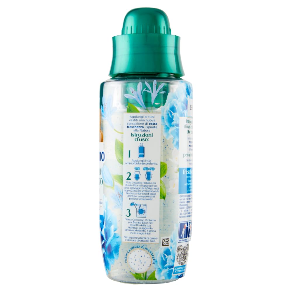 Coccolino Profumo per Bucato Elixir Freschezza Lot de 4 parfums de linge frais céleste 4 x 342 ml + Italian Gourmet Polpa 400 g