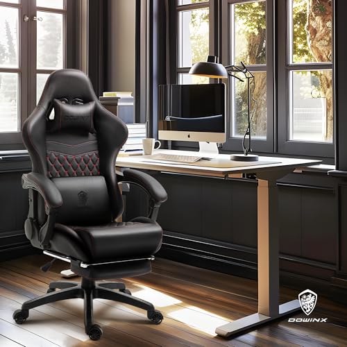 Dowinx Gaming Chair Big and Tall, Ergonomic Computer Chair with Footrest and Massage Lumbar Support, High Back Comfortable Gamer Chair for Adults 400Lbs PU Leather for Office Game, image 1