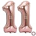 Produktbild Juland Luftballon Zahl 11. Geburtstag XXL Riesen Folienballon Zahl Rosegold Geburtstag Folienballon Helium Folie Pinke Luftballons für Geburtstag Jubiläum 40 Zoll - Riesenzahlen #11