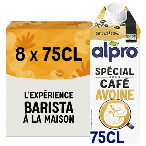 Alpro Spécial pour Café Avoine, Boisson Végétale Avoine Barista, Facile à Mousser, Naturellement Sans Lactose, Sans Sucres Ajoutés, Source de Fibres &...