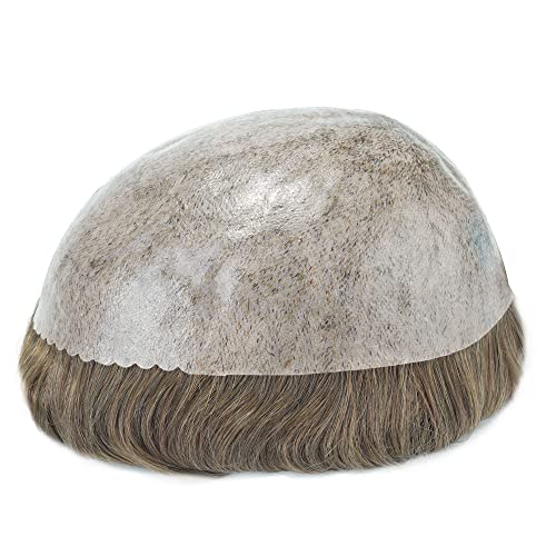 Foto von Zakya Echthaar Toupet für Männer,100% Echthaar,Leichte Mittlere Dichte,Perücke für Männer Haarersatzsystem,Basisgröße 20 x 25 CM