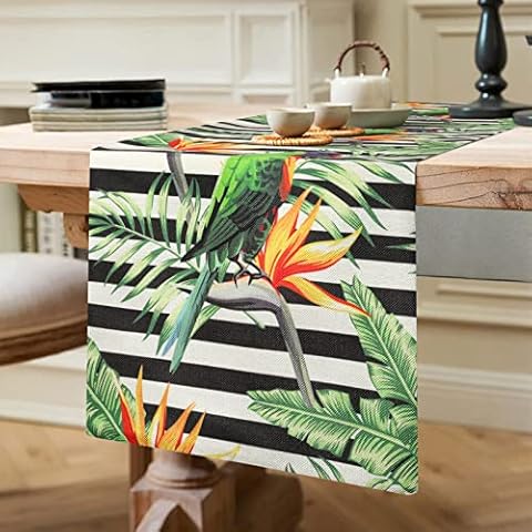 Camino de Mesa Decoracion Mesa Verano Planta Pájaro Cover