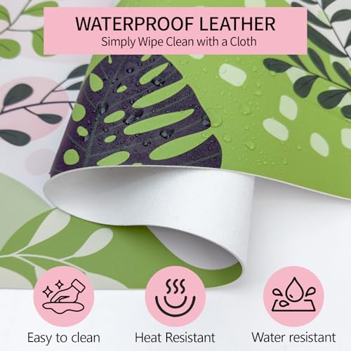 FreeNook Cute Desk Mat, Desk Matt for Desktop, Leather Mouse Pad, Waterproof Large Keyboard Pad, Anti-Slip Computer mat, Keyboard and Mousepad for Women Office Decor (31.5"x15.7") — view 5