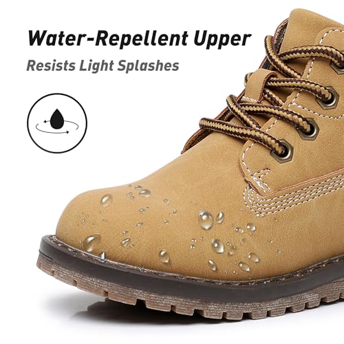 Felabo Toddler Ankle Work Boots for Boys Girls - Side Zipper Lace Up Non Slip Sole (Toddler/Little Kid)2