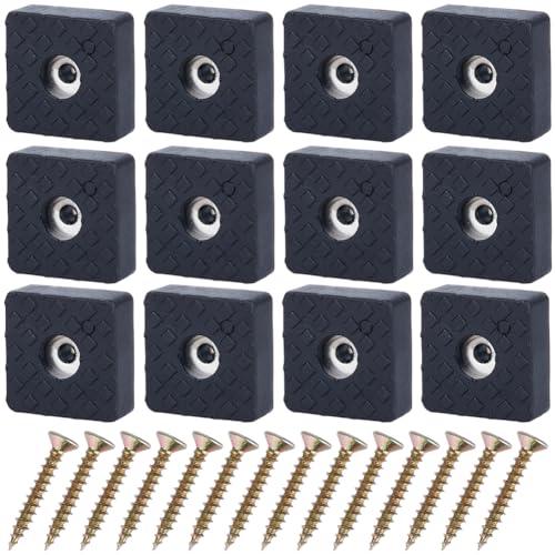 GORGECRAFT 20Pcs Furniture Rubber Pads 1.18"/30mm Square Feet Caps Non-Slip Grippers Rubber Bumper Floor Leg Protectors with 24Pcs Screws for Garden Chairs Table Sofa Furniture Foot Black