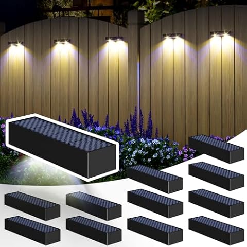 JSOT Solar Fence Lights - Step Lights Solar Stair Lights Outdoor Deck Lights Solar Pool Lights Solar Fence Lamp Solar Wall Lights Outdoor Lighting Decor for Patio Front Porch Garden Pathway Backyard Cover
