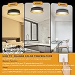 12.5 Inch LED Flush Mount Ceiling Light Fixture, 26W, Super Bright 1350 Lumen, 3 Color 3000K/4000K/5000K, Matt Black with Gold Inside, Dimmable Ceiling Lamp for Bedroom Hallway Bathroom Outdoor - Image 4