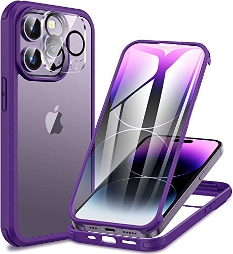 Coque iPhone 14 Pro Max CENHUFO violette intégrale 360 avec verre trempé