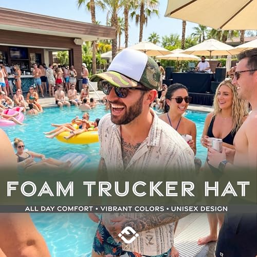 Image of Funky Junque Foam Trucker Hat, Trucker Hats for Women & Men - Blank Adjustable Snapback Mesh Back Baseball Cap
