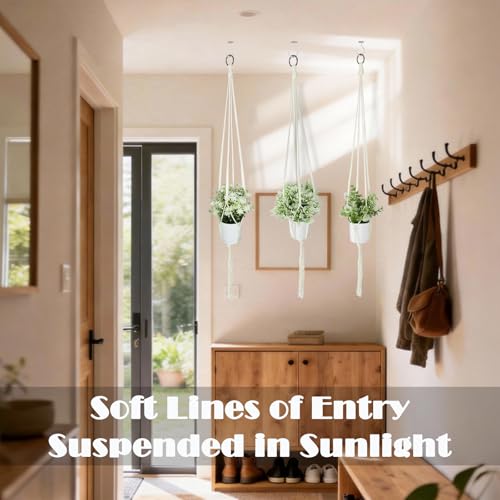 HahaMagic 3er Set Künstliche Hängepflanzen mit Makramee-Ampeln – Realistische Fake Pflanzen inkl. Handgeflochtener Boho-Ampeln & Befestigungshaken für Wohnzimmer, Küche & Büro Deko