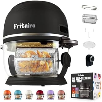Fritaire - Black Air Fryer, Non-Toxic AirFryer for 3-5 people with 360 Visibility, Easy Self-Cleaning, Teflon & BPA-Free, Vortex for Even Cooking, Rotisserie, Roast, Bake, Dehydrate.