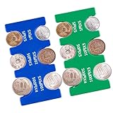 Generic 2 Pcs Japanese Yen Coin Holder Hard Case Organizer and Storage for Coins Rectangle JPY Coin Organiser and Dispenser, Plastic Coin Sorter Wallet with 6 Slots (Blue, Green), Pinane-Holder-97