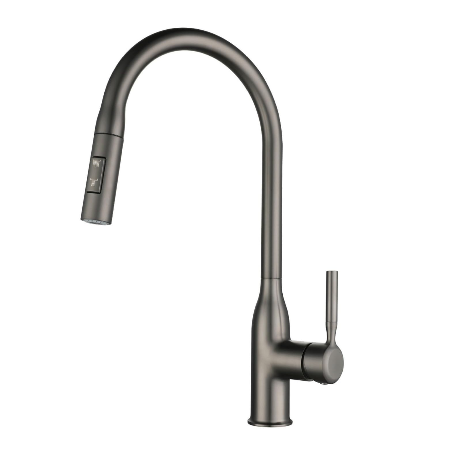 Fanjubei Bullet Ash Kitchen All-Copper Pull-Out Hot And Cold Water Rotatable Sink Faucet, Shot Gray