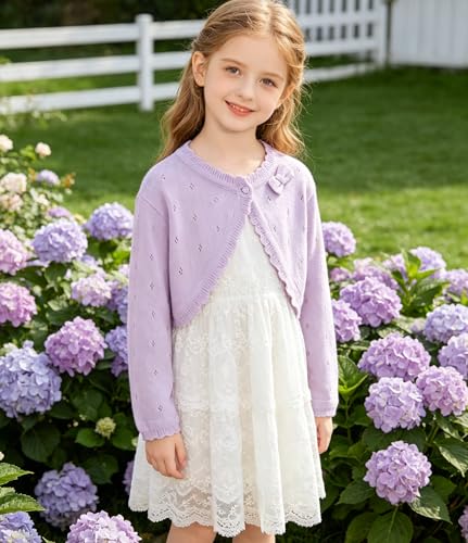 Image of 2Pcs Girls' Knit Toddler Cardigan Cotton Soft Button Closure Bolero Shrug Shawl Shirt Sweater