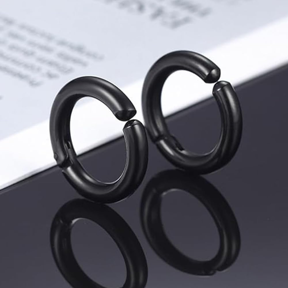 2 pary fałszywych kolczyków z kółkami, do nosa i warg, 10 mm sztuczne kolczyki ze stali nierdzewnej, magnetyczne kolczyki z magnesem