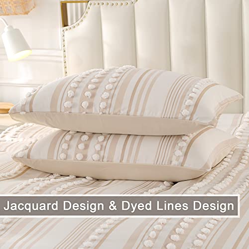 Enjohos Twin Size Duvet Cover Set - Tufted Dots Duvet Cover, Boho Twin Bedding For All Seasons, Microfiber Shabby Chic Pom Pom Bedding Duvet Cover Sets (Yellow, Twin-2Pcs, 68X90'') #TOP5