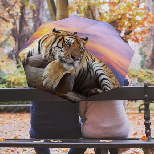 Parapluie automatique compact et robuste imprimé vagues du coucher de soleil