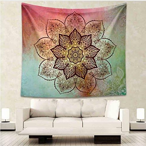 Singyico Indian Elephant Tapestry, Hippie Tapestries, Tapestry Wall Hanging, Indian Black & White Tapestry, Bohemian Dorm Decor Mandala Tapestries (210150CM（8360inch）, 9-Flower)