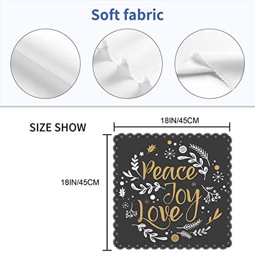 Yibeas Peace Joy Love Cloth Napkins Set Of 4 Christmas Lettering Mistletoe Leaf Berry Snowflake Dots Circle Polyester Kitchen Dinner Napkins For Holiday Festive Wedding Decor 18 X 18 Inch #TOP1