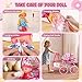 Baby Doll Stroller Toy Set with 12.5'' Doll, Diaper Changing, 2 Doll Clothes, Pacifier, Storage Bag, Baby Doll Accessories and Toy Baby Stroller for Girls Toddlers 3-5 4-6 5-7 Gifts for Pretend Play