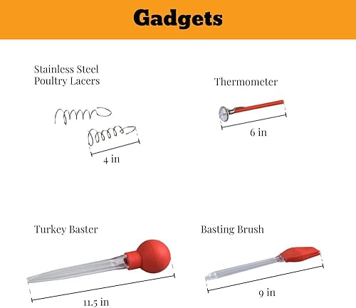 Miniatura 5 de Granite Ware Juego de tostador rectangular de 25 libras (10 unidades), incluye tapa, estante en V, paquete de 2 bolsas de salmuera, termómetro de