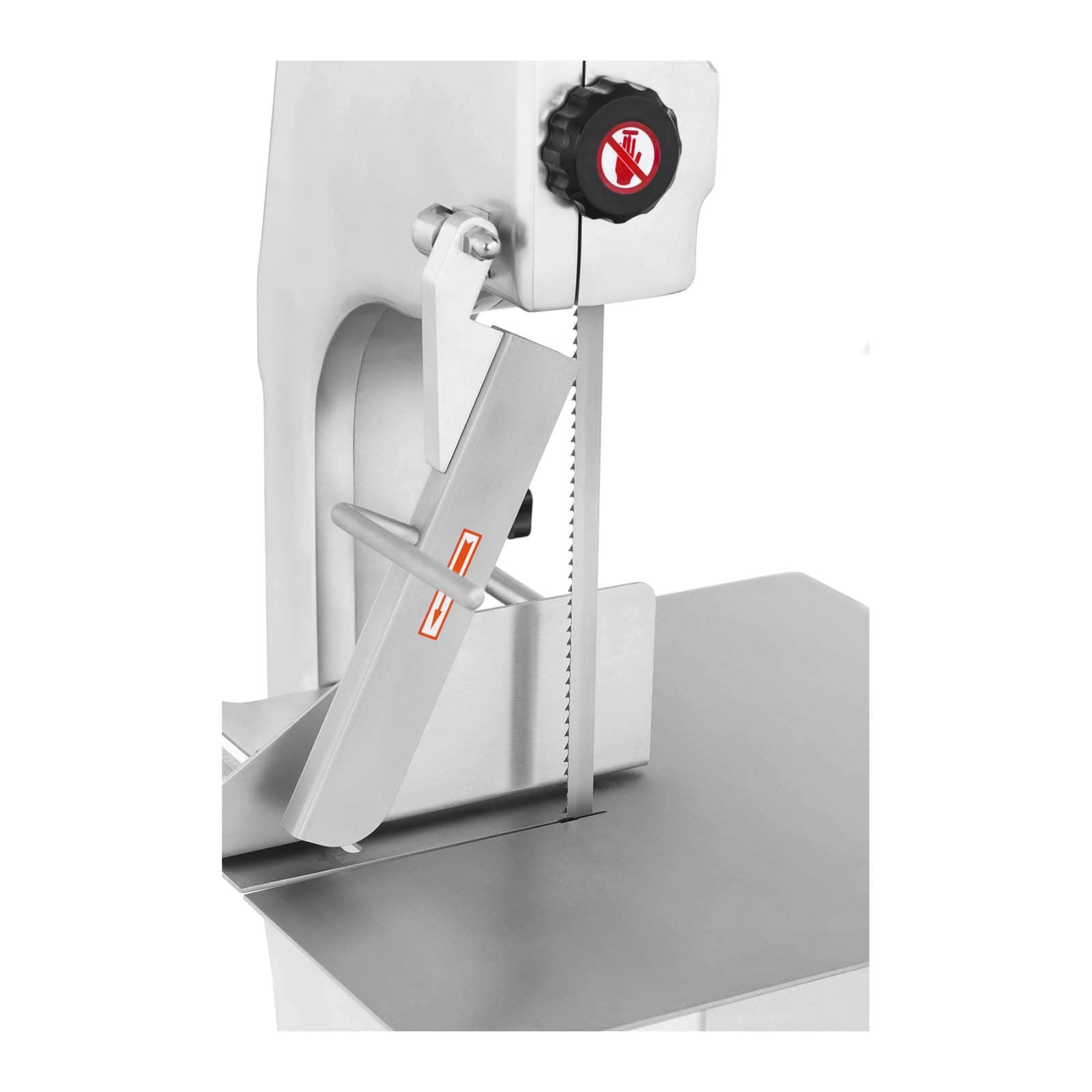 Royal Catering Scie À Os Boucher Professionnel Scie Électrique Pour Viande Et Os RCBS-1650 (Lame Inox, 750 W, Vitesse 15 m/min, Largeur de Coupe 3-180 mm, Table 440 x 465 mm)