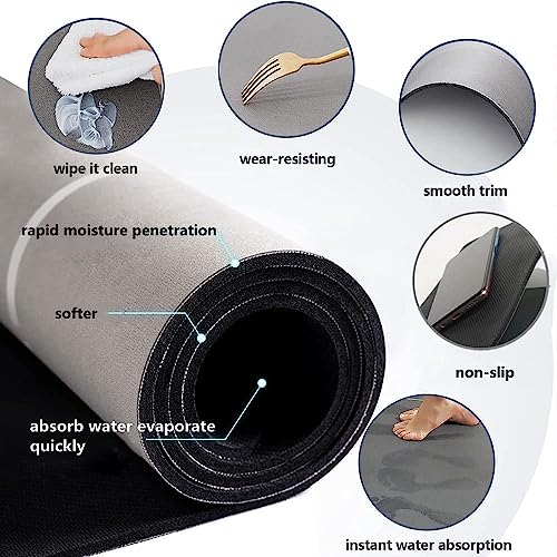 Image of HomeCloud Rubber Kitchen Mats For Floor Set Of 2 Pcs | Non-Skid, Soft Absorbent Rectangular Rugs For Kitchen, Laundry, And Hallway | 120X40Cm, 40X60Cm| 4Mm Thickness (Black Shade)