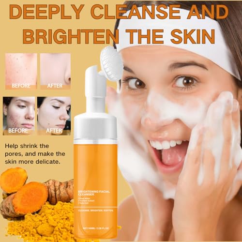 4PCS Turmeric Skincare Set for Glowing Skin, Skin Care Sets & Kits with Vitamin C, Face Moisturizer, Serum & Turmeric Soap, Turmeric Foaming Cleanser, Pamper Gift Set for Women Teenages - Image 5