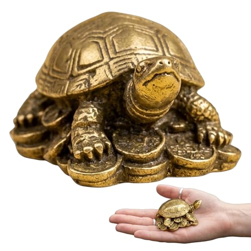 Nouysoc Pyrite Tortoise Decor Pyrite Turtle Ornament Tranquil Turtle Sculpture Tortoise Table Centerpiece Tortoiseshell Decor for Home and Office