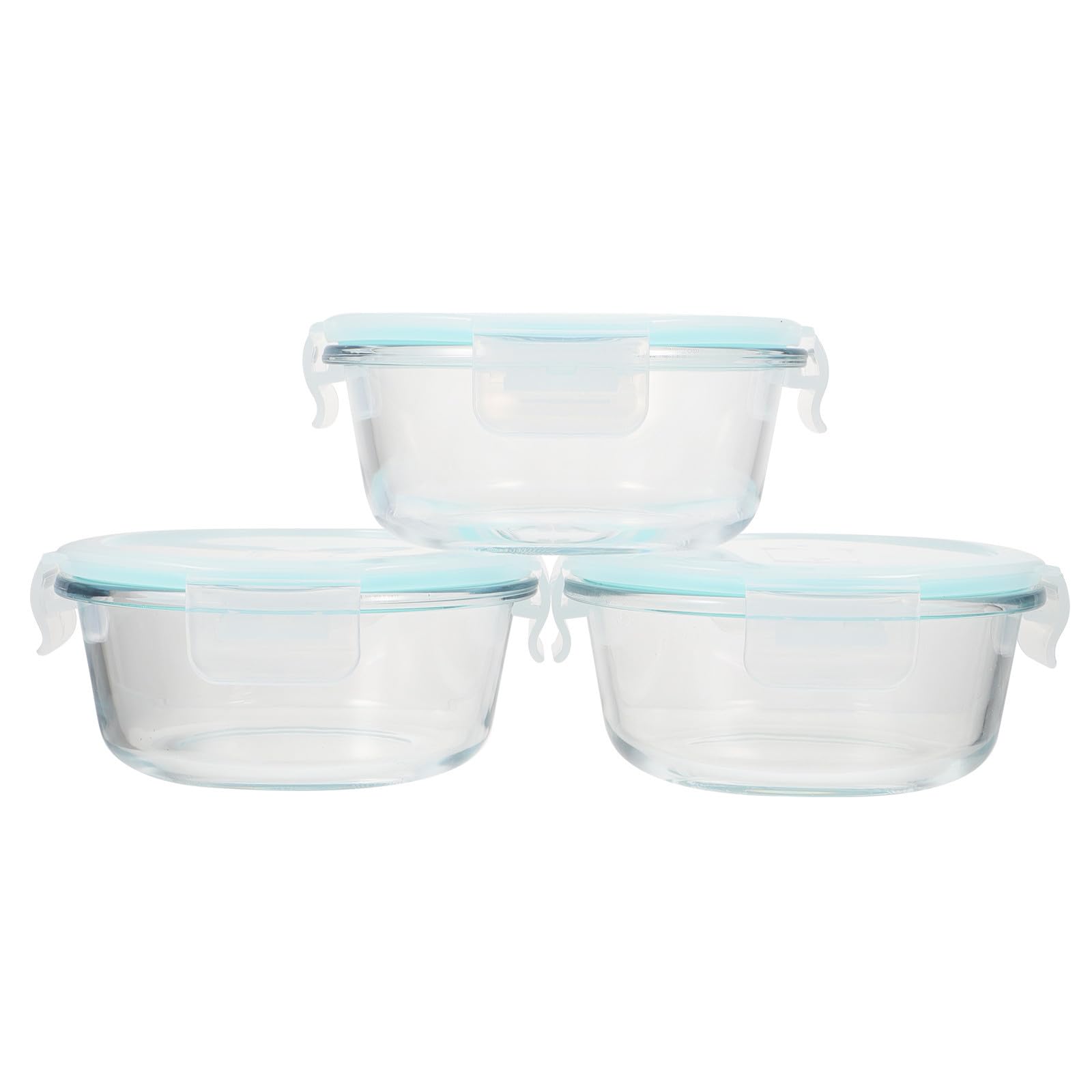 MAGICLULU Caja Bento de Vidrio Redonda 400ml, 3 Piezas, Blanco