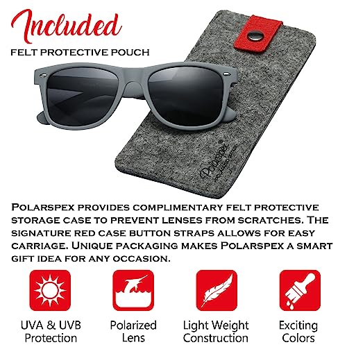 Image of PolarSpex Polarized Sunglasses for Men and Women | UV Protection, Durable Lightweight Frame, Retro Style, Felt Carrying Case, Clear Vision for Driving, Fishing & Everyday Wear.