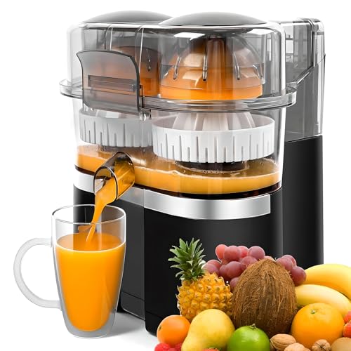 Spremiagrumi Elettrico a Doppia Testa per Arance, Limoni e pompelmi, per la Cucina di casa, Bar (Black)
