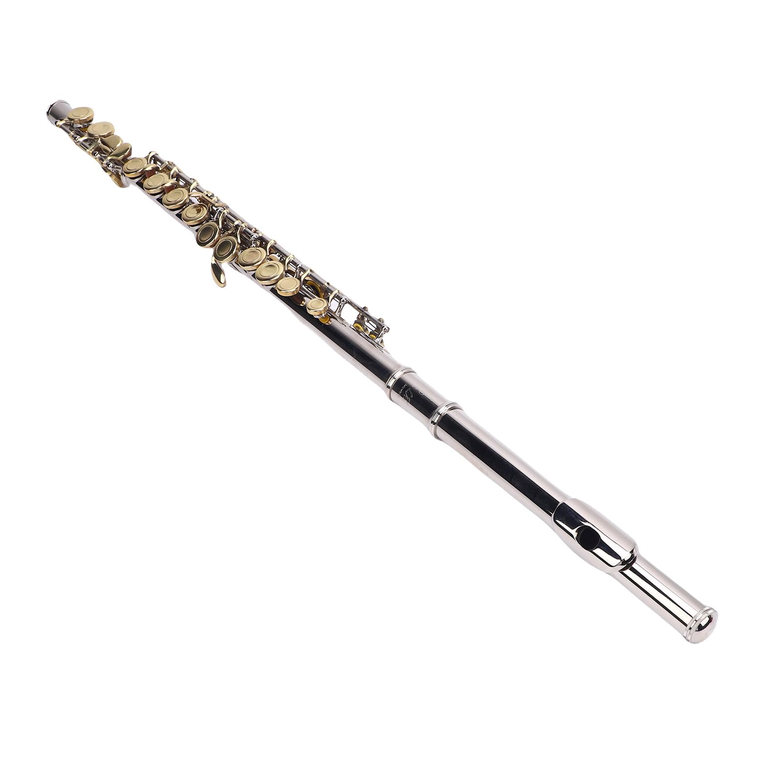 Eujgoov Flauta C de Orificio Cerrado con Teclas G Desplazadas y E Divididas, Cuproníquel, Ideal para Principiantes y Profesionales, Flauta de 16 Teclas con Accesorios Completos