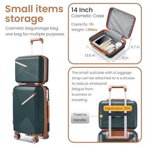 4-Piece Luggage Set Expandable Lightweight Suitcase with 360° Spinner Wheels, Durable Waterproof PP Material, Army Green4