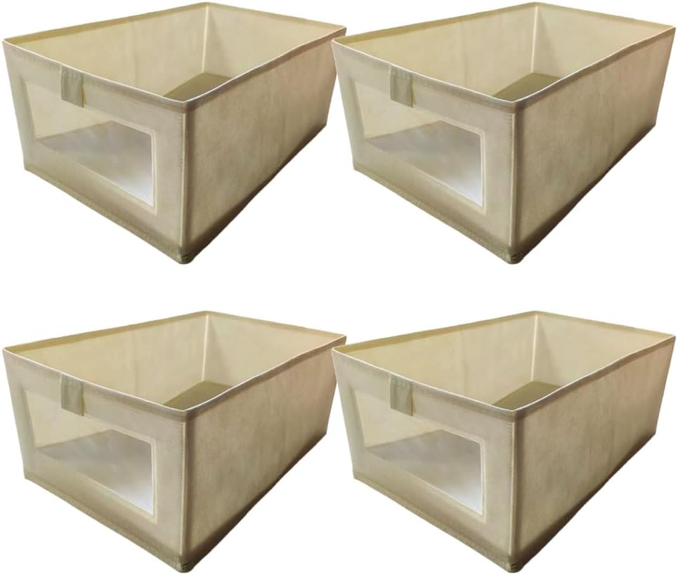 4 Pieces Closet Organizers Baskets Foldable Linen Clothing Storage Container