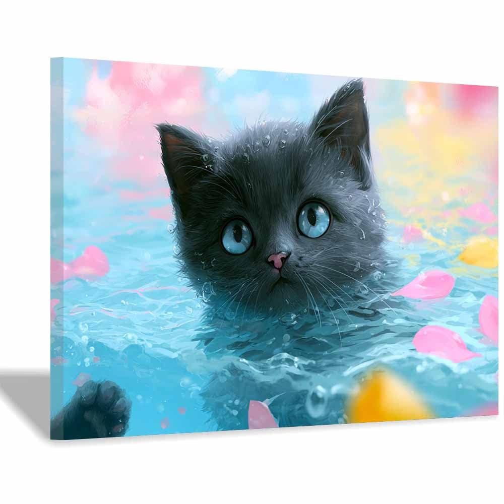 PUQAAEO Wall Art Painting Grizzly Bear Prints On Canvas Petals Bath Kittys Print Animal Pictures Wall Art for Home Cabin Decoration Rustic Farmhouse Decor(Multicolor)-70x100cm Framed