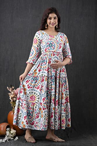 HENAL-Womens-Cotton-Anarkali-Comfortable-Maternity-Kurti-Nursing-Feeding-Kurta-Dress-with-Both-Side-Zippers