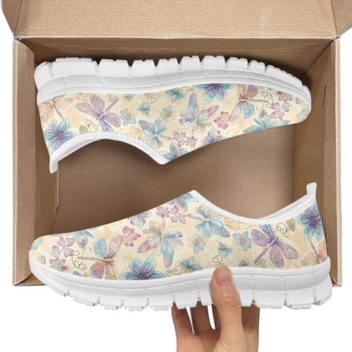 Image of Hummingbird Floral Print Lightweight Walking Shoes for Women Mesh Casual Sneakers Size 5-10.5
