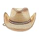 Strohhut Herren Panamahut Cowboyhut Stroh Sommerhut Westernhut Faltbarer Panamahut mit Kinnriemen Breite Krempe Sonnenhut Anti-UV Sonnenschutz Strandhut Sommerhut Strohkappe