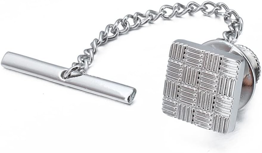 Fashion Metal Tie Pins Gold Men's Jewelry with Chain Fasteners Decorative Accessories
