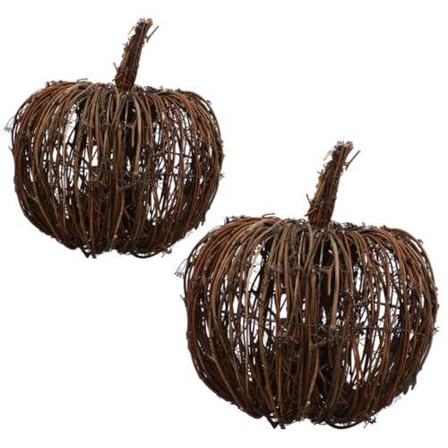 Citrouille en rotin tressé STOBAZA lot de 2 ornements de table pour décoration Halloween