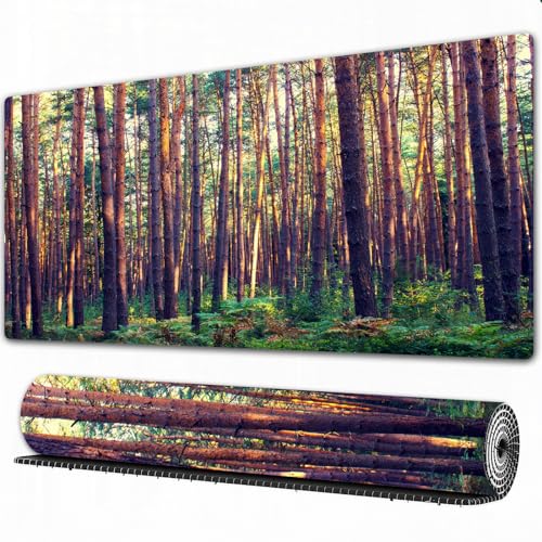 EOMKSE Alfombrilla de ratón extendida con Base de Goma Natural Antideslizante para Jugadores/Escritorio/Oficina/El Bosque de coníferas Oscuro a Primera Hora de la mañana cubría el Suelo del /30x80 cm