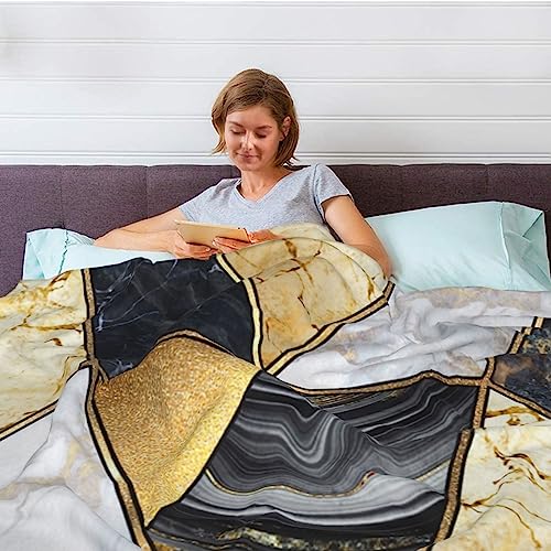 Couverture géométrique marbré en flanelle 152x127 cm pour lit et canapé