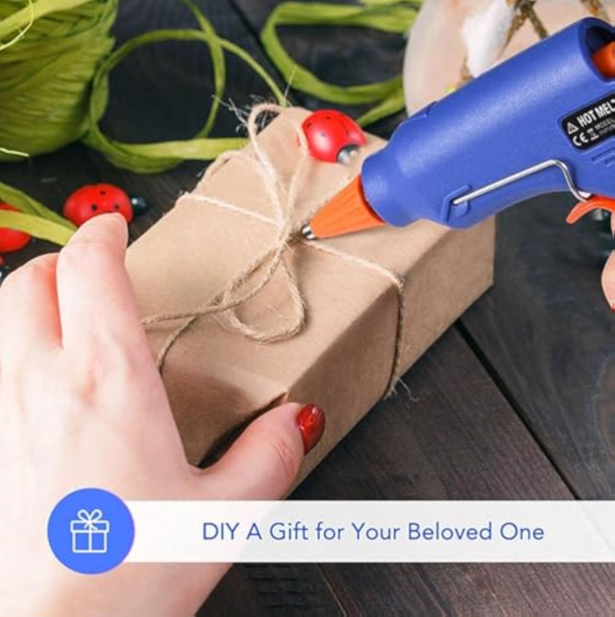 100W Hot Melt Glue Gun with 5 Sticks, Fast Heating